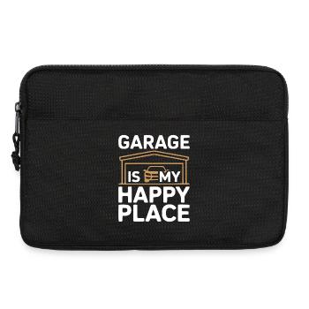 Garage Is My Happy Place Statement - Laptop bag 13" - black - Front