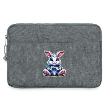 Joueur de Jeux de Lapins de Pâques - Sacoche pour ordinateur portable 13 pouces - gris chiné - Devant