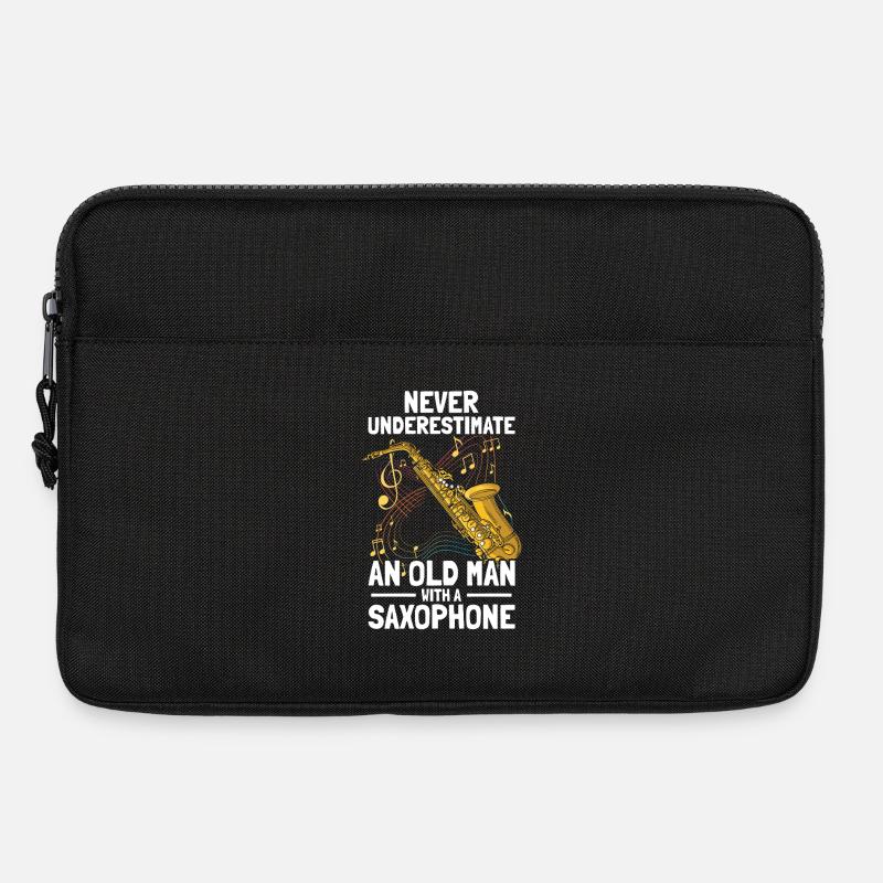 Old man with a Saxophon Saxophonspieler - Laptoptasche 13" - Schwarz