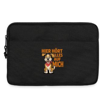 Ici, tout écoute mon chien drôle qui dit pour - Sacoche pour ordinateur portable 13 pouces - noir - Devant