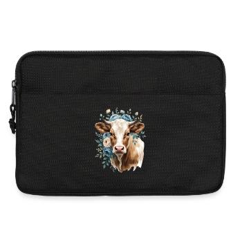 Kuhportrait mit Blumenkranz - Laptoptasche 13" - Schwarz - Vorne