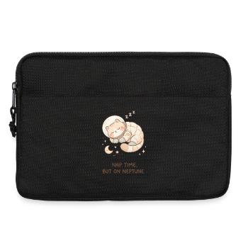 Nickerchen Neptun | Süße Space Katze - Laptoptasche 13" - Schwarz - Vorne