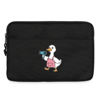 Canard avec sèche-cheveux en manteau rose - Sacoche pour ordinateur portable 13 pouces - noir - Devant