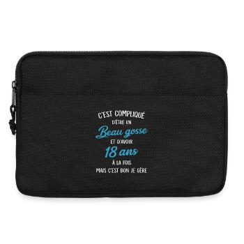 18 ans Beau Gosse Humour Idée cadeau anniversaire - Sacoche pour ordinateur portable 13 pouces - noir - Devant