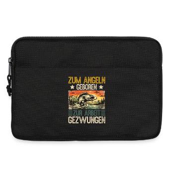Né pour pêcher, forcé de travailler, pêcheur - Sacoche pour ordinateur portable 13 pouces - noir - Devant