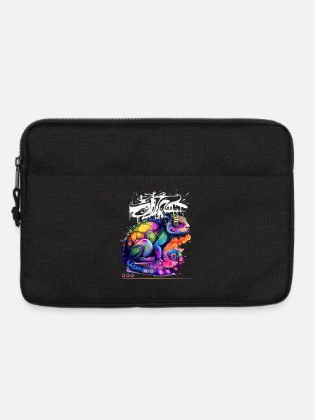 Farbenfroher Chamäleon Graffiti - Laptoptasche 13" - Schwarz