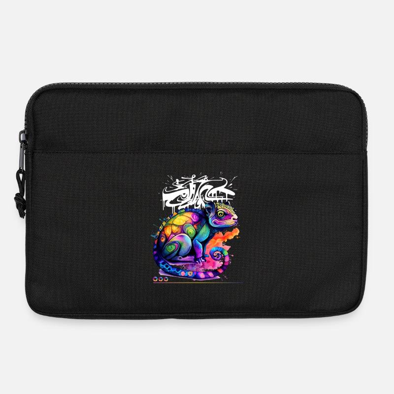 Farbenfroher Chamäleon Graffiti - Laptoptasche 13" - Schwarz