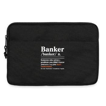 Banker Riddle Typo Shirt - Laptop bag 13" - black - Front