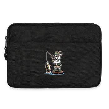 Lustige Angelziege Mit Großem Fang - Laptoptasche 13" - Schwarz - Vorne