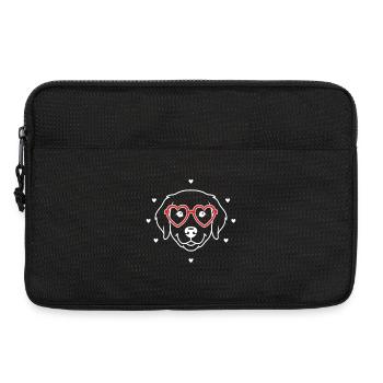 Süßer Hund mit Herzbrille Motiv - Laptoptasche 13" - Schwarz - Vorne