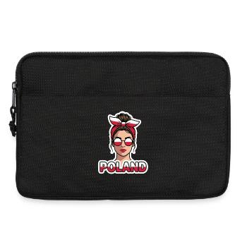 Fille polonaise avec des lunettes de soleil drapeau - Sacoche pour ordinateur portable 13 pouces - noir - Devant