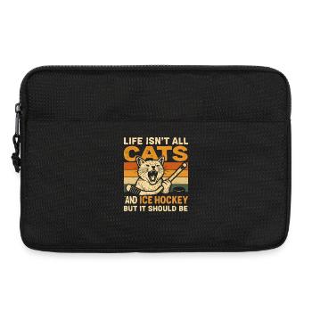 Hockey Katze Humor Eishockey Fan Geschenkidee - Laptop bag 13" - black - Front