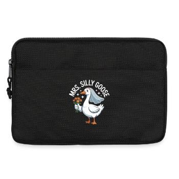 Logo de l’oie de mariée – MrsSillyGoose - Sacoche pour ordinateur portable 13 pouces - noir - Devant