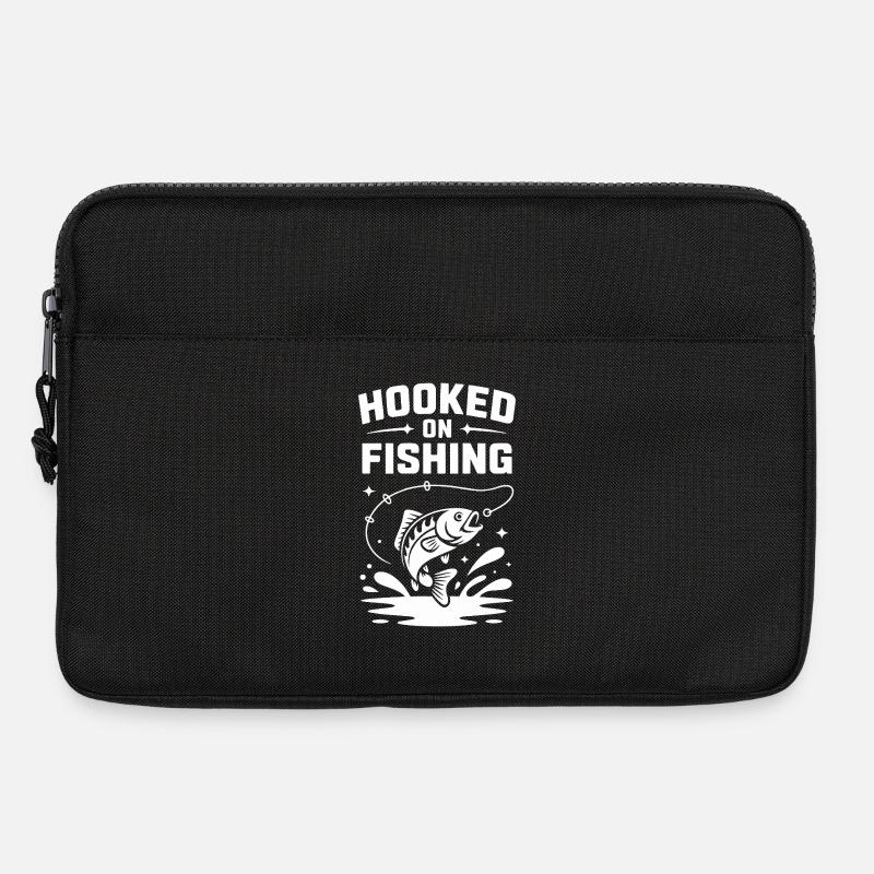 Hooked On Fishing - Angler Spruch - Laptoptasche 13" - Schwarz