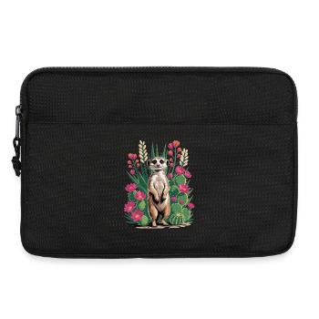 Meerkat with Cacti T-Shirt - Cactus & Flowers - Laptop bag 13" - black - Front