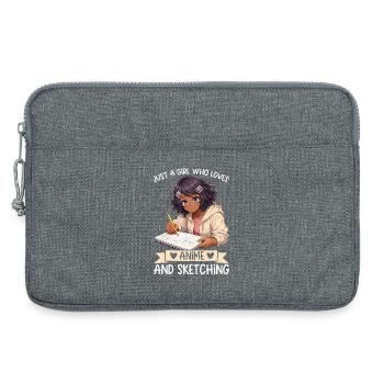 Just a girl who loves anime and draws afro - Laptop bag 13" - heather grey - Front