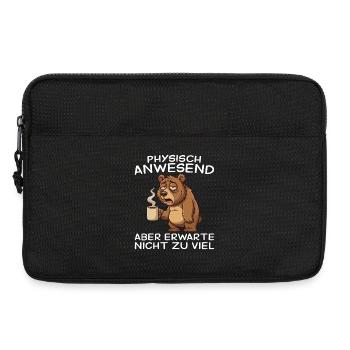 Physically Present Bear Humor Morning Grouch - Laptop bag 13" - black - Front