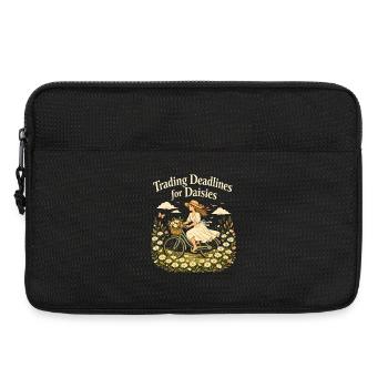 Deadlines against daisies | Cottagecore - Laptop bag 13" - black - Front