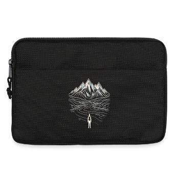Mountain Landscape Hiker Line Art - Laptop bag 13" - black - Front