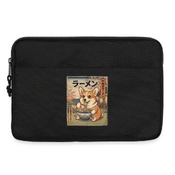 Corgi Ramen style vintage japonais - Sacoche pour ordinateur portable 13 pouces - noir - Devant