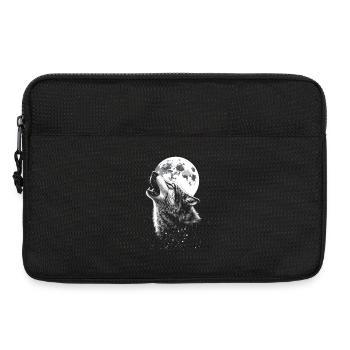 Wolf, Mond, Natur, Wildnis, Tier - Laptoptasche 13" - Schwarz - Vorne