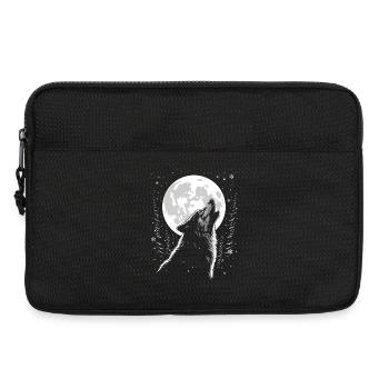 Wolf, Mond, Natur, Wildnis, Tier - Laptoptasche 13" - Schwarz - Vorne