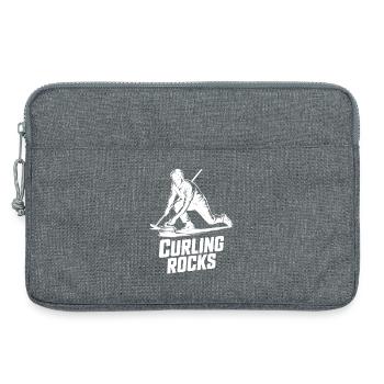 Curling Rocks Winter Sports Silhouette Man - Sacoche pour ordinateur portable 13 pouces - gris chiné - Devant
