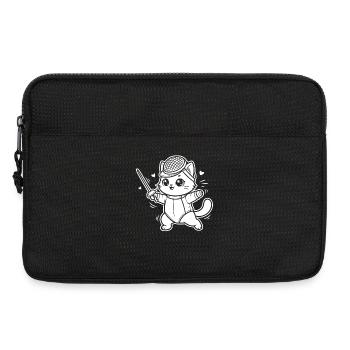 Fechten Kawaii Katze - Laptoptasche 13" - Schwarz - Vorne