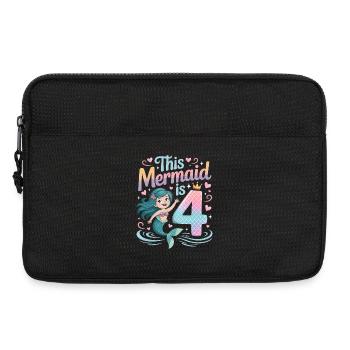 Meerjungfrau 4. Geburtstag 4 Jahre - Laptoptasche 13" - Schwarz - Vorne