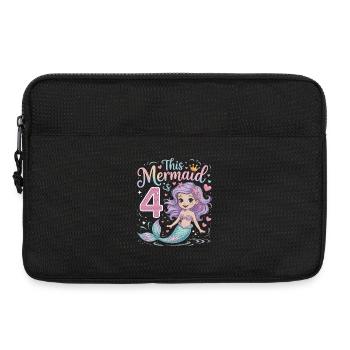 Meerjungfrau 4. Geburtstag 4 Jahre - Laptoptasche 13" - Schwarz - Vorne