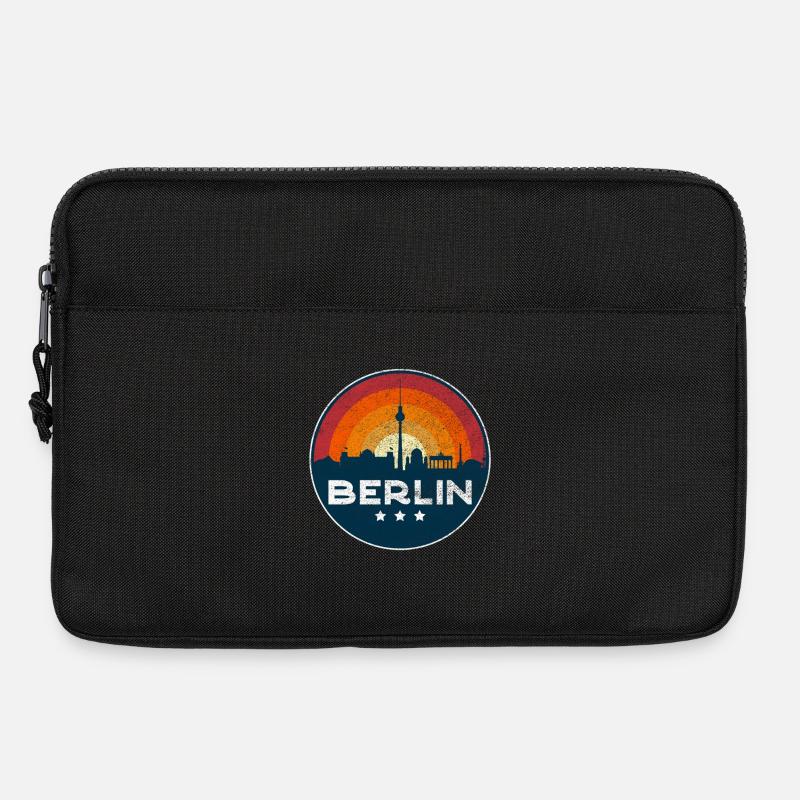 Berlin Skyline Sunset Retro Badge Design - Laptoptasche 13" - Schwarz