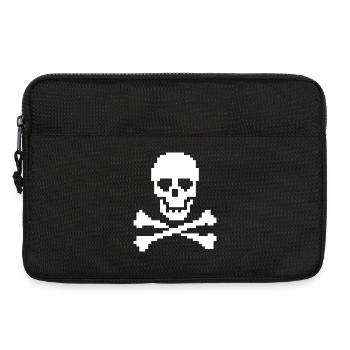 Pixel Totenkopf gekreuzte Knochen - Laptoptasche 13" - Schwarz - Vorne