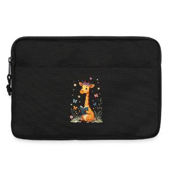 Cute Giraffe Reading Book Flowers Bookish - Laptop bag 13" - black - Front