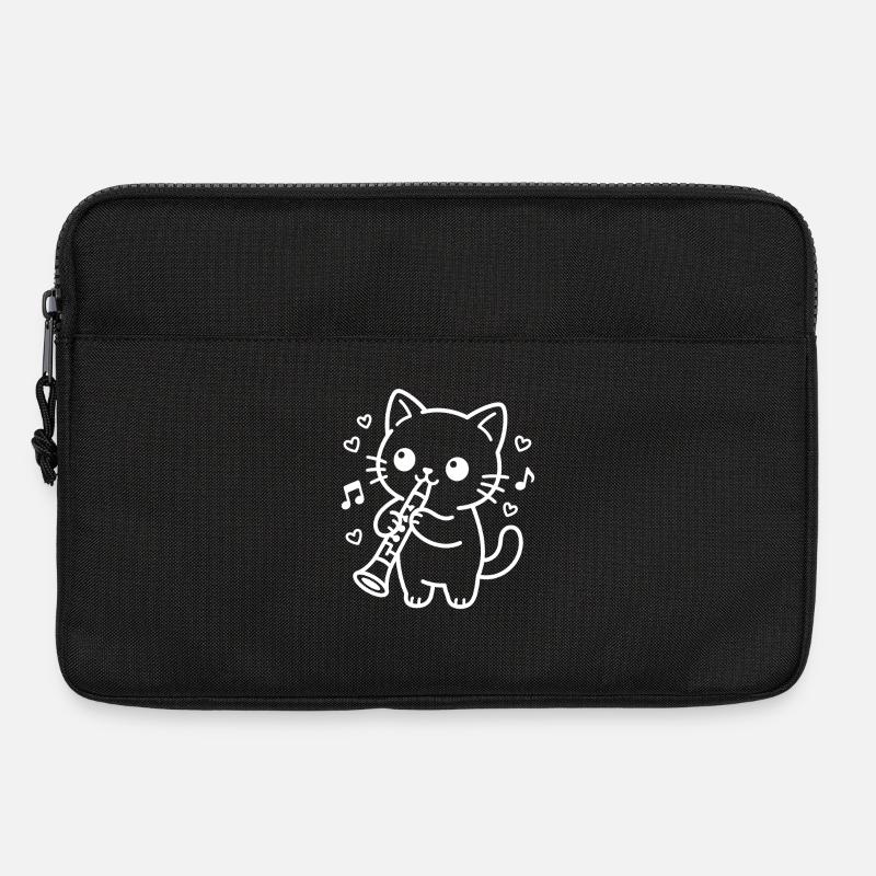 Kawaii Katze Klarinette - Laptoptasche 13" - Schwarz