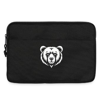Minimalist Bear Head Line Art Design - Laptop bag 13" - black - Front