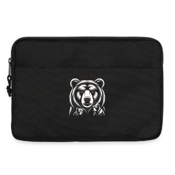 Minimalist Bear Head Line Art Design - Laptop bag 13" - black - Front
