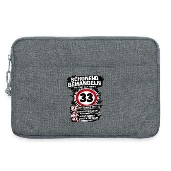 Schonend behandeln Verkehrsschild 33 Geburtstag - Laptoptasche 13" - Grau meliert - Vorne