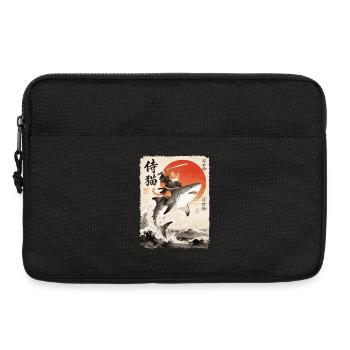 Samurai Cat, Japanese Warrior & Fighter, Shark - Laptop bag 13" - black - Front