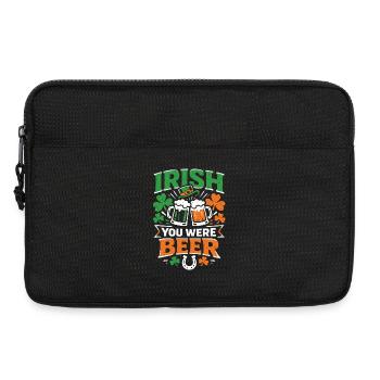 Irish You Were Beer | St Patrick's Day pun - Laptop bag 13" - black - Front