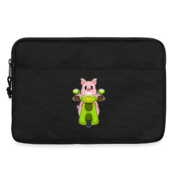 Schwein Motorroller - Laptoptasche 13" - Schwarz - Vorne