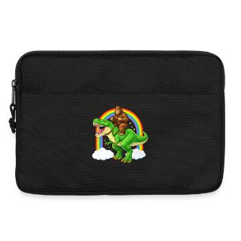 Bigfoot chevauchant un T-Rex Dinosaur Rainbow - Sacoche pour ordinateur portable 13 pouces - noir - Devant