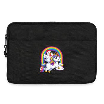Chevauchant une licorne de poulet, amoureux de la licorne, arc-en-ciel drôle. - Sacoche pour ordinateur portable 13 pouces - noir - Devant