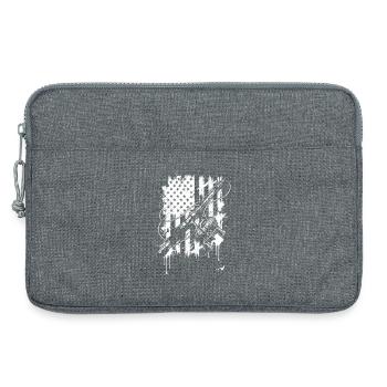 Canne à pêche grunge et graphique de drapeau - Sacoche pour ordinateur portable 13 pouces - gris chiné - Devant