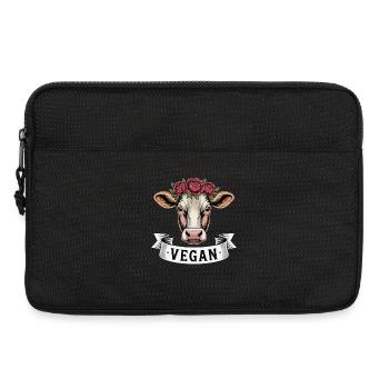  VEGAN Kuh Mit Blumenkranz Tierliebe Tierschutz - Laptoptasche 13" - Schwarz - Vorne