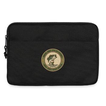Retro Fischen Fischbadge Coole Jungs Gehen Angeln - Laptoptasche 13" - Schwarz - Vorne