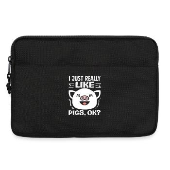 I really like pigs OK Cute face - Laptop bag 13" - black - Front