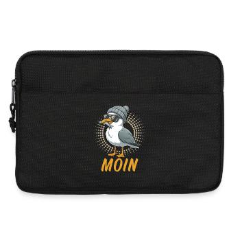 Moin Möwe Vogel mit Mütze und Fisch im Mund Möwen - Laptoptasche 13" - Schwarz - Vorne