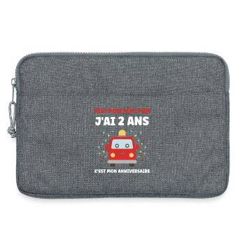 Anniversaire 2 ans Voiture Rigolote - Sacoche pour ordinateur portable 13 pouces - gris chiné - Devant