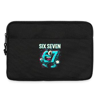Six Seven 67 Meme Glitch Mascotte Italian Brainrot - Sacoche pour ordinateur portable 13 pouces - noir - Devant