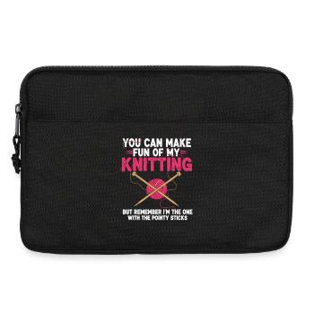 Vous pouvez vous moquer de mon tricot – Humour - Sacoche pour ordinateur portable 13 pouces - noir - Devant